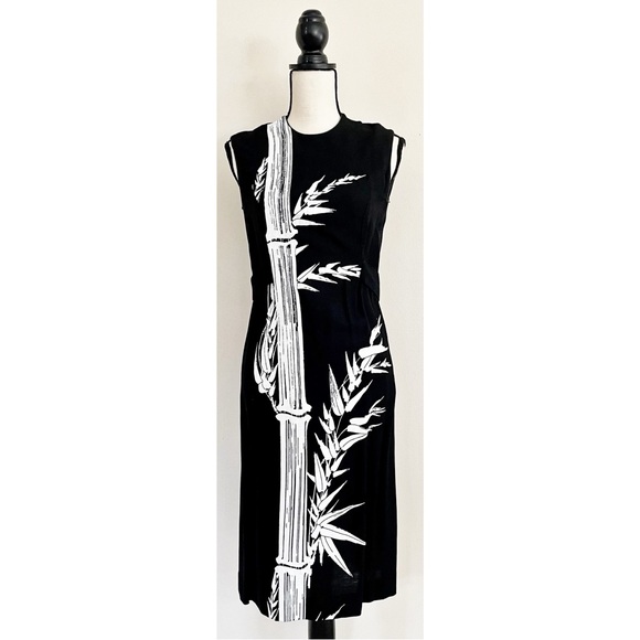 Vintage 70s Bamboo Shoot Print Shift Dress - Picture 1 of 6